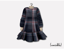 {amiable}Mesh A-Line Girly Checked Coat_Navy