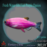Fantasy China Mesh Fresh Water Glo Fish Purple Danios full perm 0.5 prim