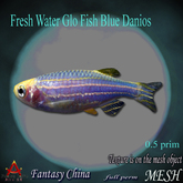 Fantasy China Mesh Fresh Water Glo Fish Blue Danios full perm 0.5 prim