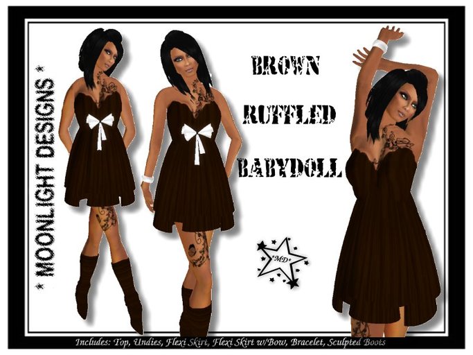*MD* Brown Ruffled Babydoll - SALE -