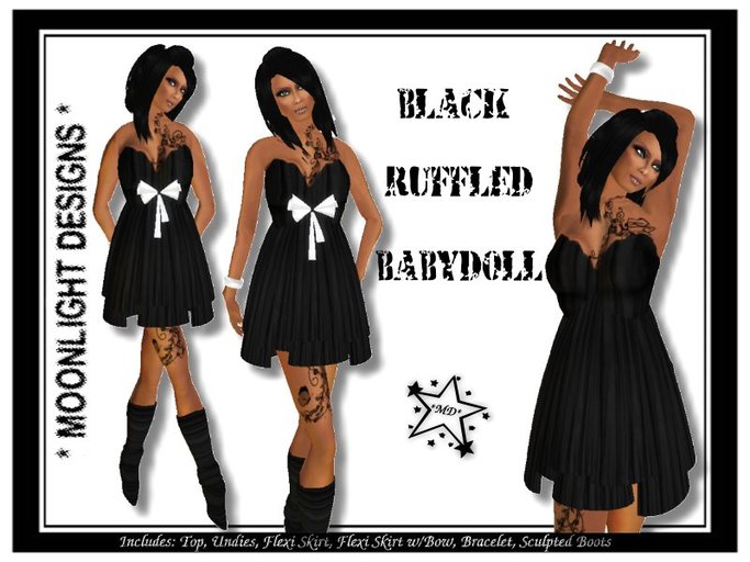 *MD* Black Ruffled Babydoll