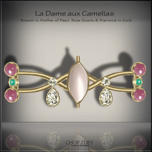 La Dame aux Camelias Brooch by Chop Zuey Couture Jewellery