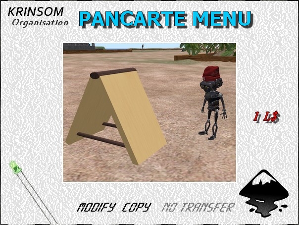 [ K.0 ] PANCARTE MENU RESTAURANT