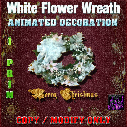 BBD - Animated White Flower Merry Christmas Wreath!