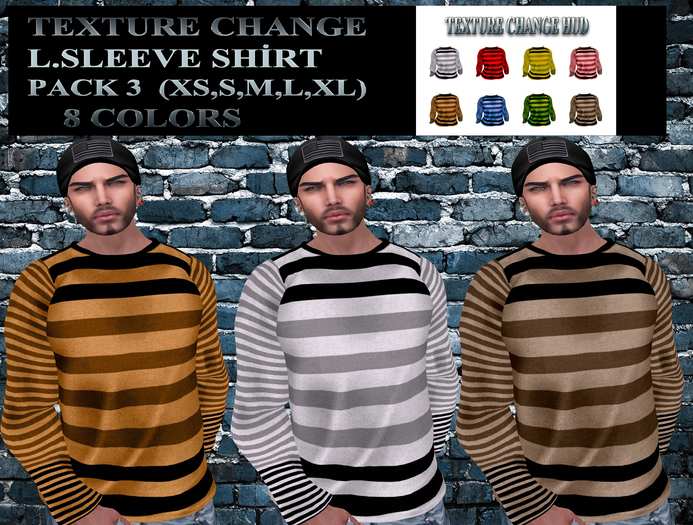 [ L-T-R ] Texture Change Mesh L.Sleevee Shirt  (PACK 3)