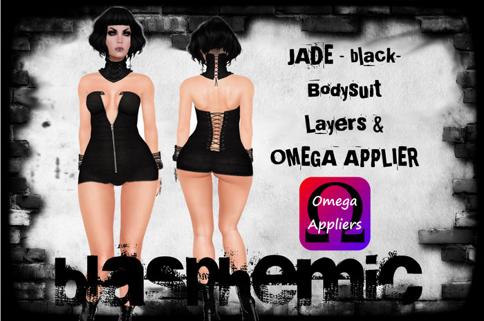 JADE BODYSUIT -black - by BLASPHEMIC w Omega Applier - WEAR!