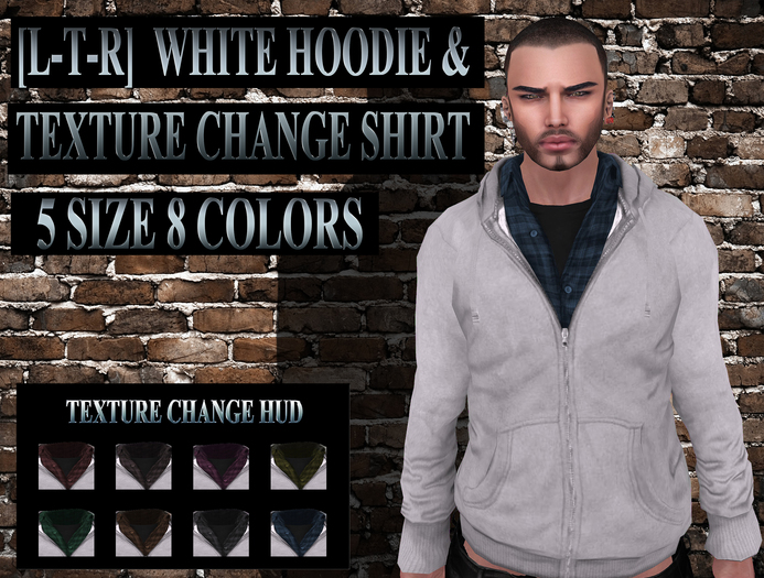 [ L-T-R ] White Hoodie Texture Change Shirt