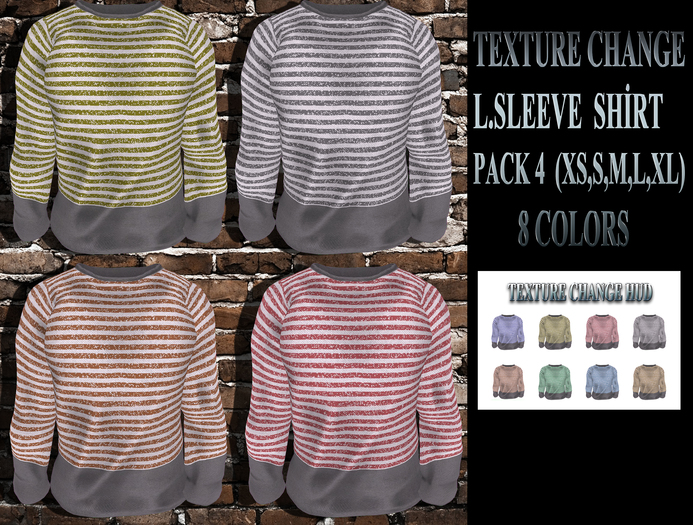 [ L-T-R ] Texture Change Mesh L.Sleevee Shirt  (PACK 4)