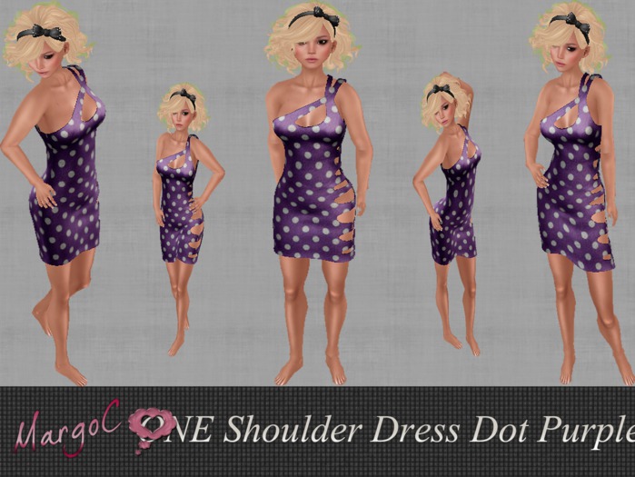 One Shoulder Dress Dot Purple- MargoC