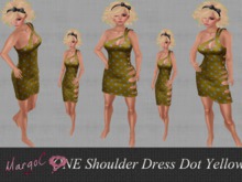 One Shoulder Dress Dot Yellow- MargoC