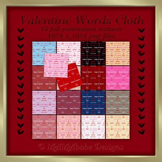 Valentine Words Cloth