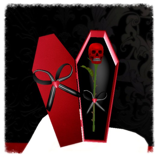 Red Skull Rose W/ Coffin Gift Box