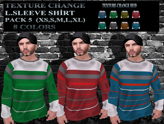 [ L-T-R ] Texture Change Mesh L.Sleevee Shirt  (PACK 5)