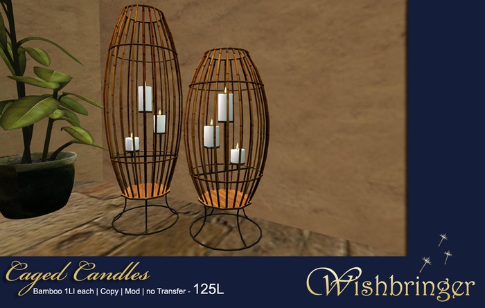 Wishbringer Caged Candles - Bamboo
