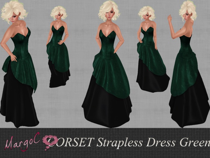 CORSET Strapless Dress GREEN - MargoC