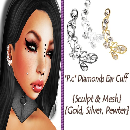 *P.c* Diamonds Ear Cuff {Sculpted & Mesh}