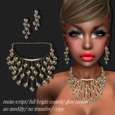 Necklace & Earrings Set Multi-Row Gold    -RYCA-
