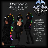 [FPI] Dee Hoodie Black Rainbow - Xtra Cute Hoodie with Tank Top, Jeans and a Necklace to the complete outfit.