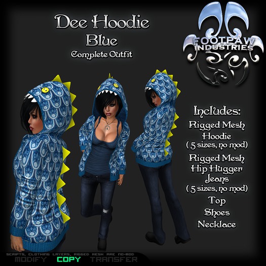 [FPI] Dee Hoodie Blue - Xtra Cute Hoodie with Tank Top, Jeans and a Necklace to the complete outfit.