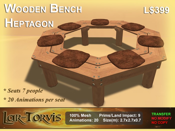 Wooden Bench - Heptagon