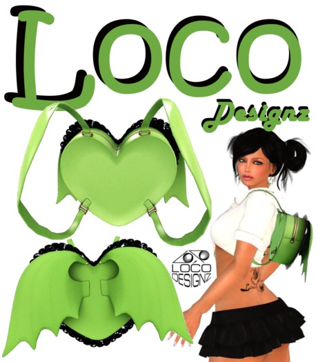 ::LD:: Apple Green Heart Winged Backpack 