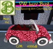 Valentine VW Luv Bug Convertible Rezzer, Self Rezzing Sim Courtesy Car, De-rezzes on Stand, Mesh 6LI