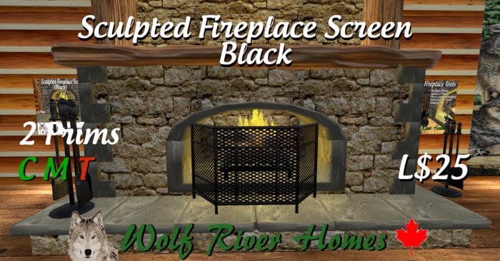 Fireplace Screen - Black