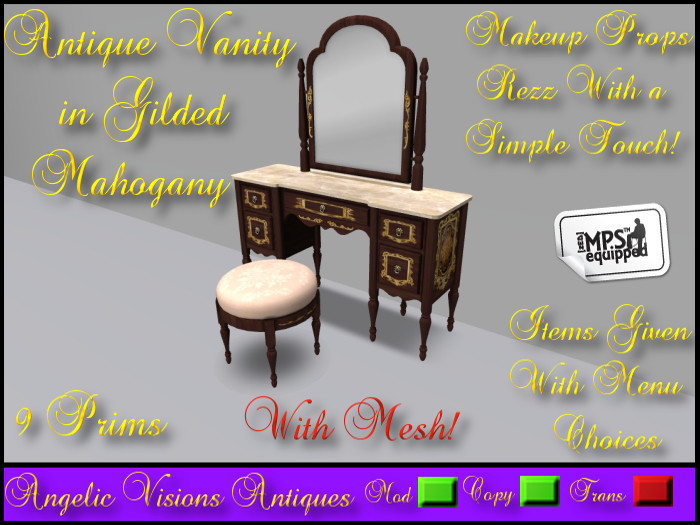 Antique Vanity in Gilded Mahogany 