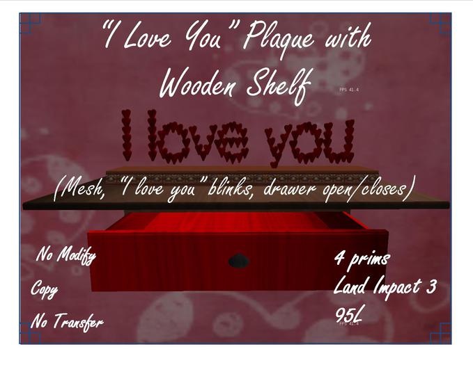 I Love You Plaque with Wooden shelf