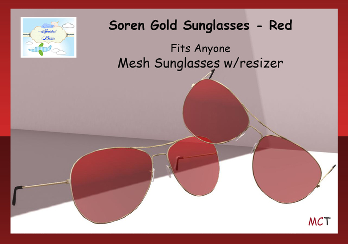 [S][B] Soren Gold Sunglasses - Red