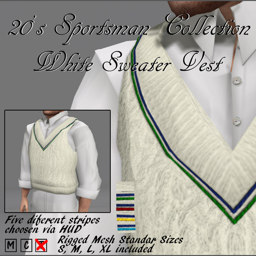 20's White Sweater Vest