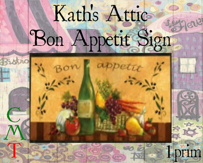 Kath's Attic-Bon Appetit Sign