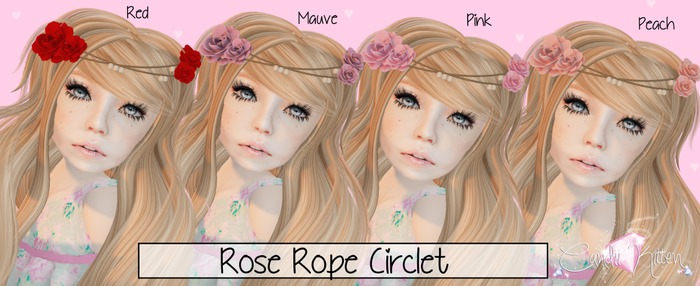Candii Kitten - Beaded Rope Rose Circlet Mauve