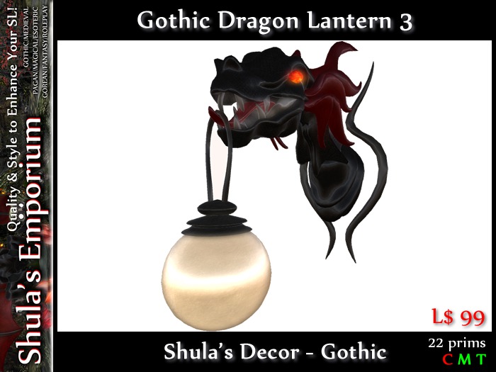 Shula's Gothic Dragon Lantern 3 (No Copy/Mod/Trf)