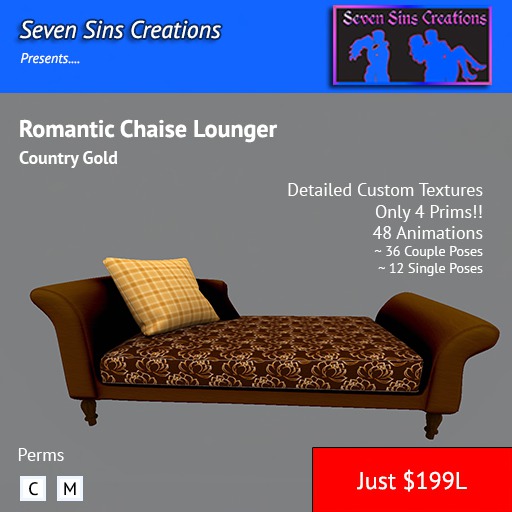 Romantic Chaise Lounger- Country Gold- Boxed