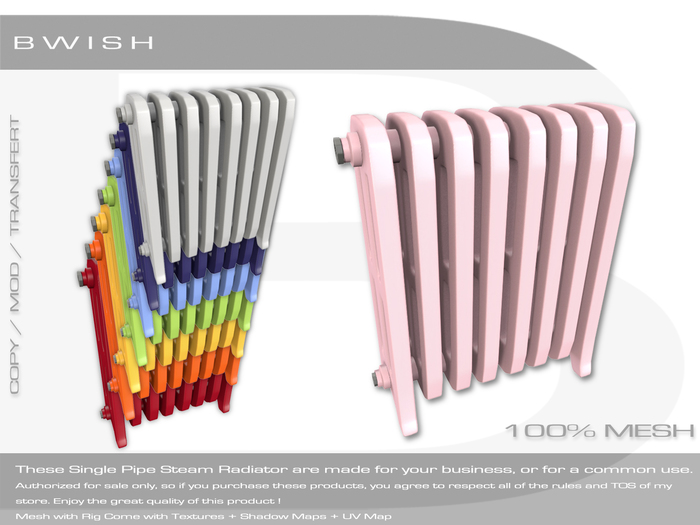 BWish - Single Pipe Steam Radiator 8 Colors MD 3