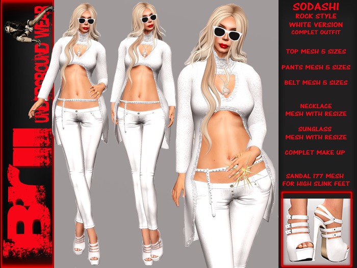 ** SODASHI WHITE VERSION ROCK STYLE COMPLET OUTFIT **