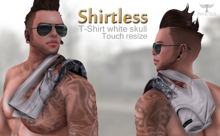 INVICTUS - Shirtless / Tshirt White Skull