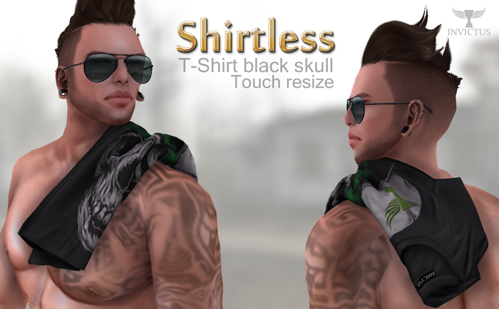 INVICTUS - Shirtless / Tshirt Black Skull