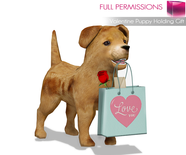 MI960315 Valentine Puppy Holding Gift