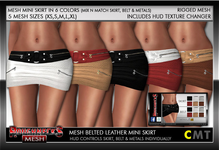 RN Ladies Mesh Belted Leather Mini Skirt DEMO