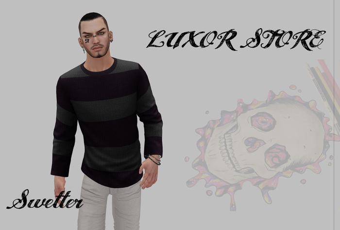  Sweater Striped Grey & Purple MESH