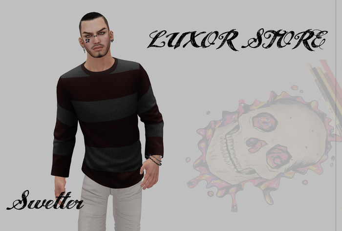  Sweater Striped Grey & Red MESH