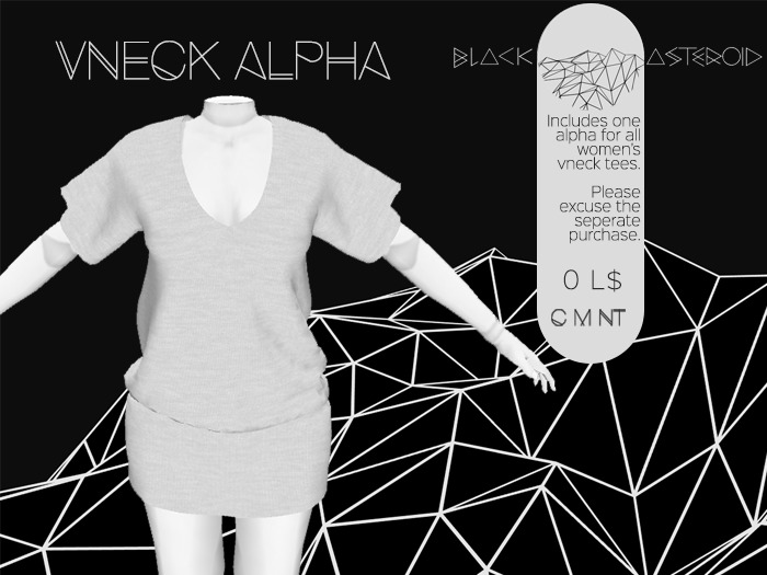 {black^asteroid} Mesh Womens Vneck Alpha