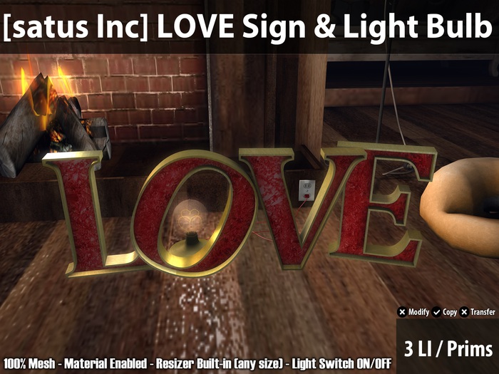 [satus Inc] LOVE Sign & Light Bulb
