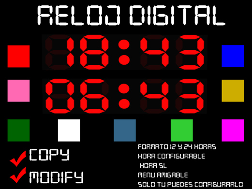 Reloj Digital Colores BOX