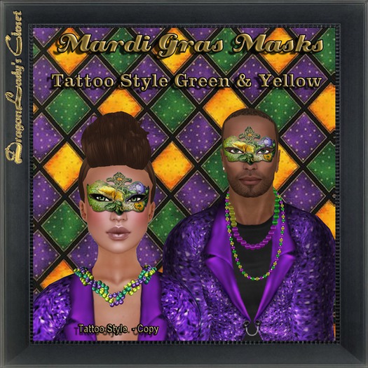 Tattoo Style Mask Green & Yellow 