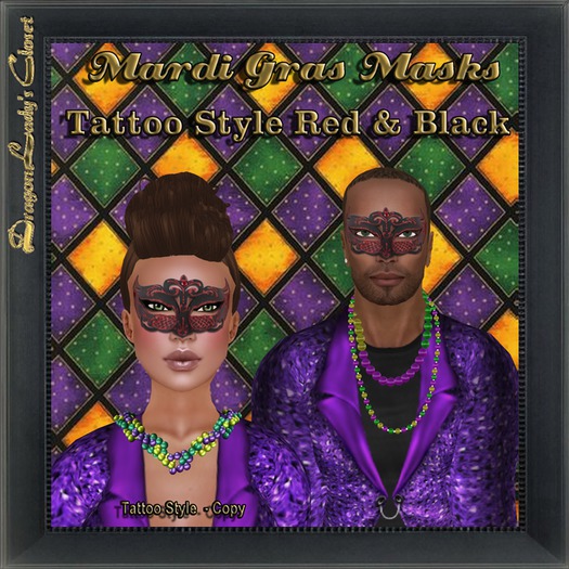 Tattoo Style Mask Red & Black 