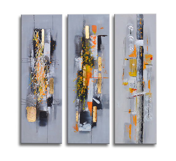 Chaos - 3 Piece Panel Hand Painted Abstract