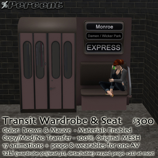 %Transit Wardrobe & Seat (green/cream) *MESH* Delivery Box